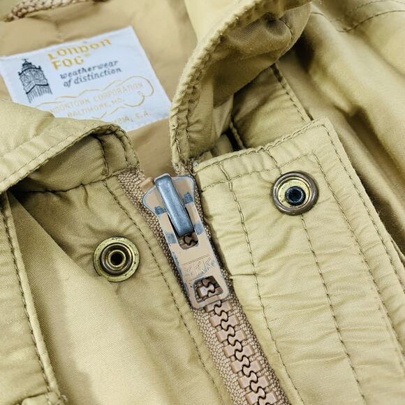 LONDON FOG Bomber Jacket Men 44R Camel Tan Quilted Lining Vintage 70s GUC - Picture 5 of 12